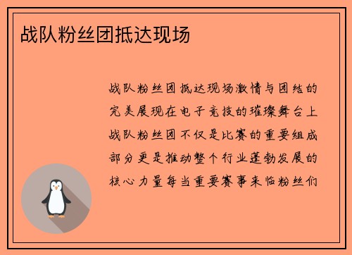 战队粉丝团抵达现场